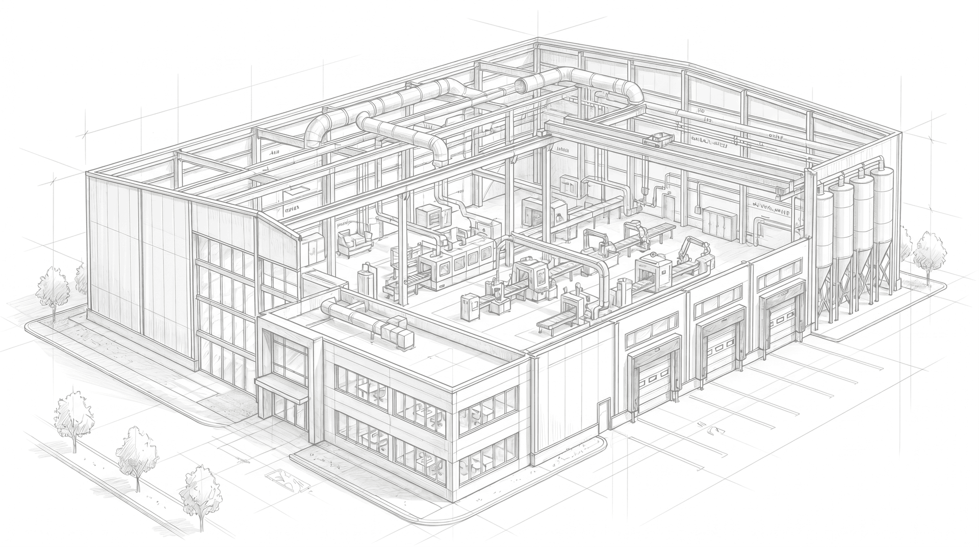 ASNZS-compliant factory architectural sketch