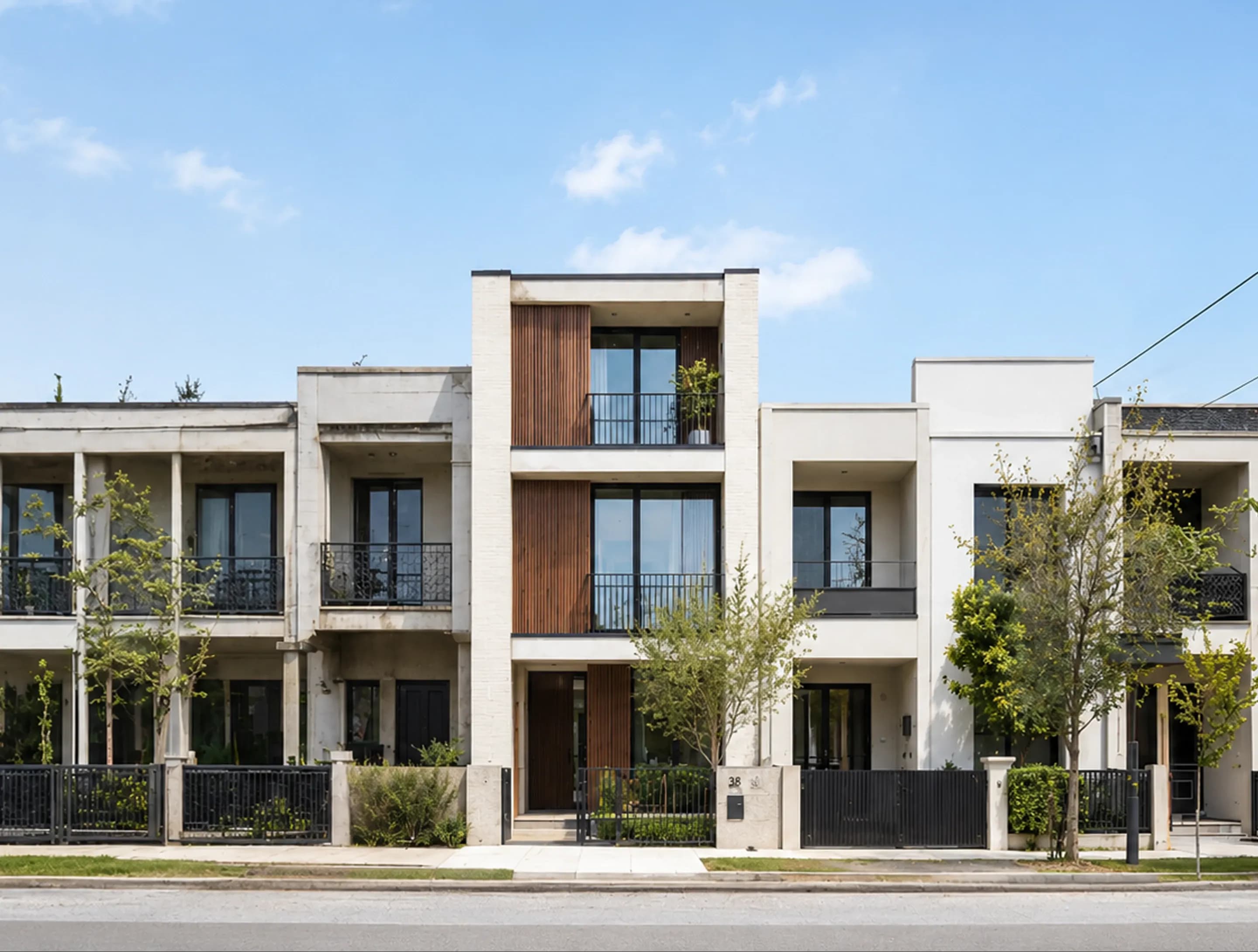Completed multi-residential townhouse development finished with OLCO-supplied materials