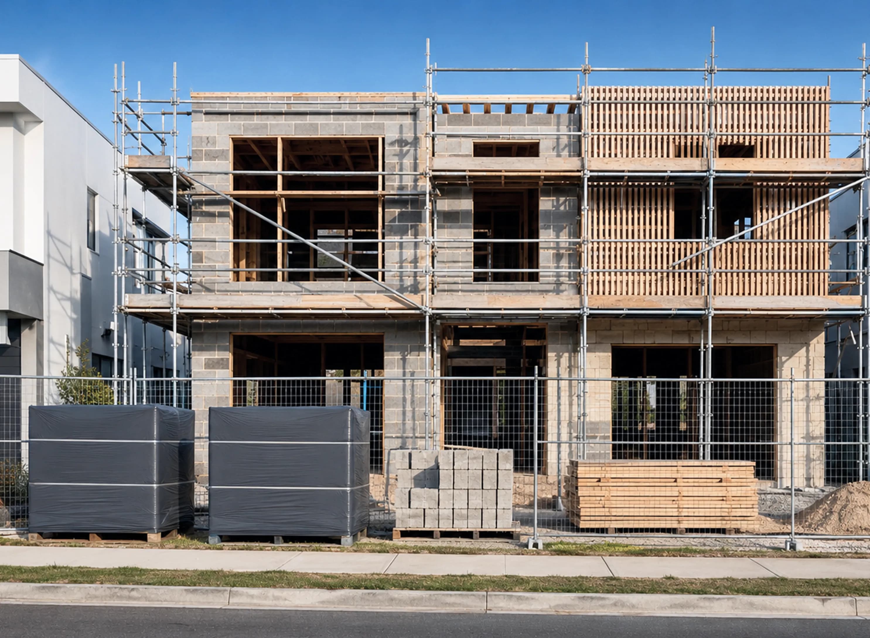 OLCO construction site with materials staged for installation