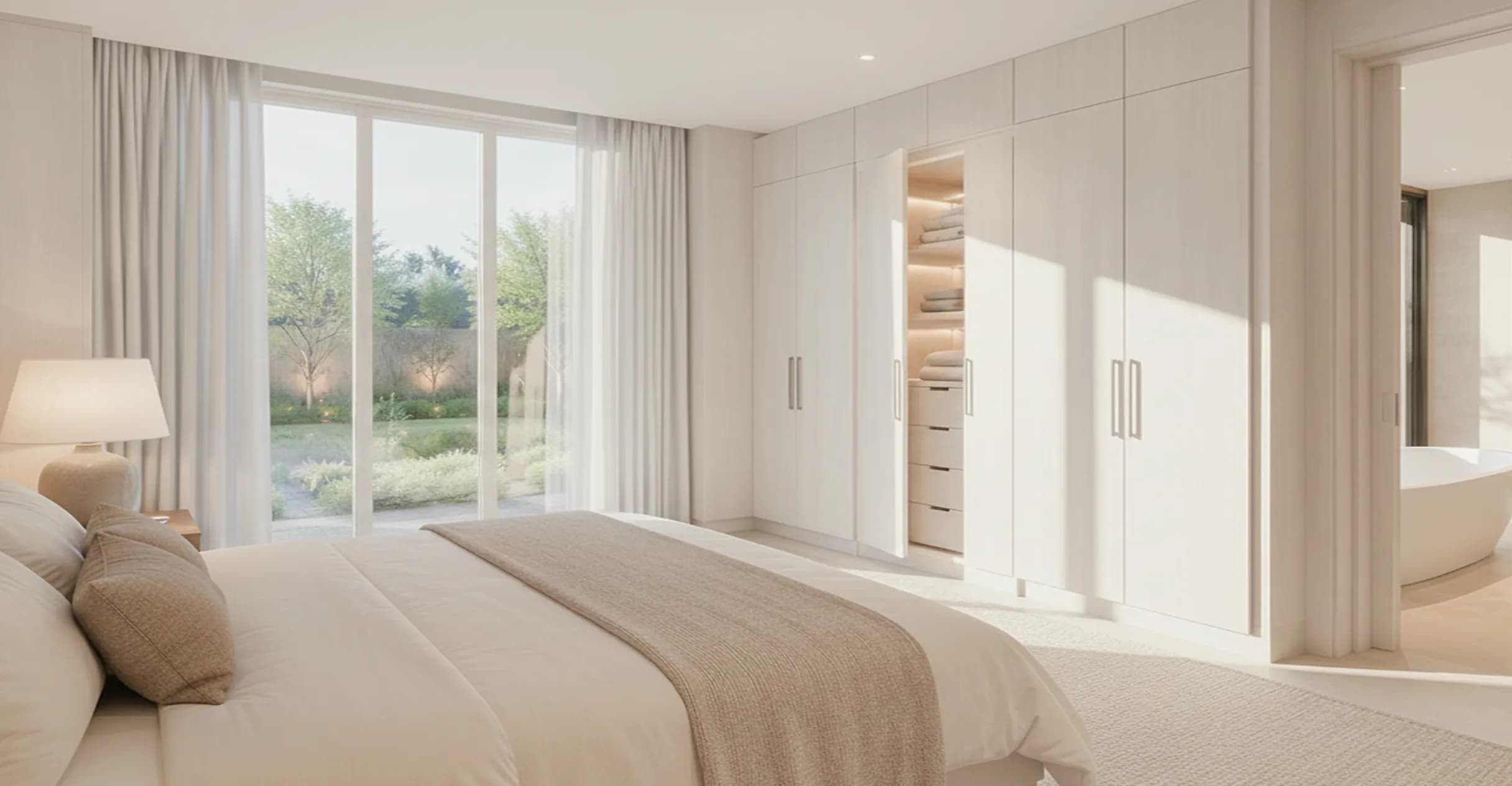 Interior living space with timber flooring and feature lighting